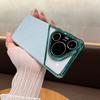 Funda Adecuada para Teléfono Móvil Huawei Pura70Pro con Revestimiento Galvanizado, Cuadros, Empalme de Cuero Liso, P70Pro+, Elegante Funda Protectora de Negocios