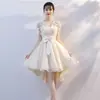 Vestido de Cocktail de Renda Patchwork de Verão 2026, Adequado como Roupa de Noite, Simples e Elegante, Aura Real, Vestido de Brinde para a Noiva