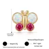 Aretes de acero de titanio con bola retorcida estilo coreano y mariposa micro pavimentada con circonita, multicolor, puño de oreja de nudo de mariposa, broquel para lóbulo
