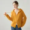 Cárdigan con capucha de cachemira suave y amigable con la piel 2026 Estilo Otoño/Invierno Suéter de punto base con patrón de rombos para mujer Estilo versátil Suéter de punto grueso
