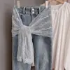 Bufanda Fresca Dulce Bordado de Encaje y Cinta de Alta Calidad Estilo Coreano y Japonés Estilo Princesa de Hadas Primavera Verano