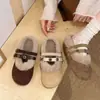 Pantuflas de Plataforma Retro con Piel de Terciopelo para Mujer 2026 Otoño Nuevas Elegantes Versátiles Slip-on de Punta Cerrada