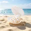 Caixa de concha colorida caixa de armazenamento de concha de plástico com tampa flip-top caixa de embalagem de presente para crianças caixa de lembrancinha de doce com tema oceânico