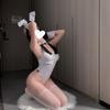 Lencería Sexy Puro Deseo Conejito Lindo Seductor Body Puro Deseo Glúteos Expuestos Transparente Tentación Disfraz de Conejita Chica de Club Nocturno Bar