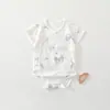Categoria macacão de bebê estilo verão fino para recém-nascido jacquard fibra de bambu manga curta macacão roupa estilo quimono para bebê