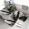 Alfombrilla de Baño de Franela para Piso Transfronteriza de Amazon Juego de Tres Piezas Alfombrilla Antideslizante para Inodoro de Mármol Alfombrilla Absorbente de Piso para Baño