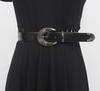Cinto decorativo feminino de outono e inverno europeu e americano ins retrô metal geométrico largo moderno que combina com tudo cinto de couro PU para terno