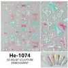 Redanco nuevo 5D relieve lindo lazo concha luz pegatinas para uñas estéreo calcomanías para uñas He-1073