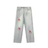 Pantalones vaqueros bordados de verano para hombre, diseño fino, estilo nicho, pierna ancha, rectos, de marca de moda, de calle.
