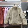 Otoño e Invierno Largo Forro Polar Coral Cárdigan Cuello Chaqueta Polar Cálida Esponjosa Chaqueta de Mujer 449753