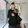 Camiseta de algodón de manga corta para mujer de verano con un elegante estampado coreano, holgada y casual, top versátil de talla grande para mujeres de talla grande, transfronterizo