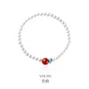 Pulseira Original Nova Estilo Chinês de Ágata Vermelha Natural do Sul e Pérola Shijia para Mulheres, Pulseira de Cristal de Luxo Leve com Toque de Alto Padrão