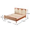 Cama Doble Nórdica de Madera Maciza y Ratán Moderna Simple 1.8 m Habitación Principal Homestay Cama Estilo Japonés Apartamento Pequeño Cama de Madera de Fresno