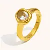 Joyería de Mano Retro Elegante de Nicho Transfronteriza Europea y Americana Anillo de Huevo de Paloma con Zirconita Chapado en Oro de 18K de Acero Inoxidable Lujo Accesible para Mujeres