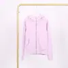 Sudadera Ajustada de la Marca Lulu con Cremallera Completa y Etiqueta, En Stock Entrega Directa, Etiqueta Dorada, Cremallera Dorada, Ajuste Delgado Casual, Forro Polar