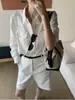 Imprescindible para el otoñoMarrón Caramelo Italiano100% Ramio Old Money Hombro Recto Camisa Adelgazante para Mujer 2608