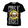 Nova Camiseta de Verão 2023 Guns N Roses banda de rock impressão 3D Masculina