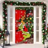 Cortina de Puerta Verde Grinch Navideño Tela Decorativa Venta Caliente Transfronteriza Pasillo de Entrada Fondo de Fiesta Tela Colgante Decoración de Festival