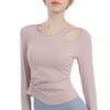 Conjunto de Yoga com Bojo Feminino Pilates Top Esportivo Justo Modelador Elegante Treino Ciclismo Manga Longa Roupa Fitness para Verão
