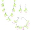 Conjunto de tres piezas de alta gama para mujer, con collar, pulsera, anillo y hojas de fresa y cereza de acrílico.