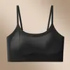 Sujetador invisible con espalda cruzada para mujeres con busto pequeño, sujetador transpirable de seda helada con copa fija, camisola fina de verano
