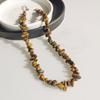 Collar de Grava de Cristal de Colores para Mujer, Accesorio de Viaje Personalizado, Gargantilla Versátil de Cuentas Irregulares de Ojo de Tigre