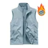 Colete espesso de dupla face para outono e inverno para homens, colete de fleece para esportes ao ar livre, jaqueta com forro de fleece