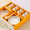 Conjunto de Louça de Cerâmica de Alta Qualidade, Tigelas, Colheres, Tigelas e Pratos, Caixa de Presente, Presentes de Vendas para Eventos de Inauguração de Empresa, Presentes para Acompanhantes