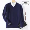 Camada Base de Cashmere Masculina Gola V Suéter Puro de Lã Argyle Suéter Pulôver Masculino Outono Inverno Tamanho Grande Roupas Casuais Masculinas