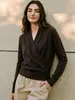 [Experiencia de Lujo] Suéter de punto de lana merino ultrafina, con cuello en V cruzado, simple y elegante para mujer