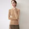 Suéter de cachemir 100% puro para mujer, premium, listo para usar, de canalé, cuello semi-alto, corte ajustado, capa base elegante y simple