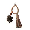 Pingente de Cavalo de Madeira Arco-Íris, Cavalo do Zodíaco de Sândalo Roxo com Chaveiro de Longa Franja, Pingente de Bolsa de Cavalo Esculpido em Madeira, Item Colecionável
