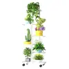 Estante para Flores Balcón de Pie Hierro Forjado Estante de Múltiples Niveles para Sala de Estar, Adecuado para Bonsáis y Plantas Verdes, Móvil de Varias Capas
