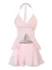 2026 Novo Conjunto de Roupa Casual da Moda Transfronteiriça para Meninas, Corte Justo, Costas Nuas, Vazado, Estilo Sexy Ins Hot Girl