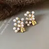 Conjunto de brincos redondos vintage e colar, corrente para clavícula estilo palácio retrô, joias de luxo leve de alta qualidade para mulheres
