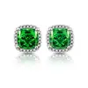 Venta en vivo flash color transparente tesoro flor de hielo tallado bolsa cuadrada princesa aretes moda transfronteriza europea y americana aretes de diamante de alto carbono