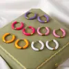 Brincos de aço inoxidável transfronteiriços Série colorida ear cuffs com óleo drop Venda direta da fábrica atacado Ouro 18k Tarraxas de aço de titânio para mulheres
