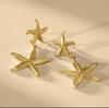 Moda Europeia e Americana Brincos Populares Celebridade da Internet Novo Aço Inoxidável Banhado a Ouro 18K Brincos com Pingente de Estrela-do-Mar Grandes e Pequenos Joias para Mulheres