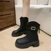 Botas de Moda de Suela Gruesa para Mujer, Botas Antideslizantes de Media Caña, Nuevo Estilo Otoño/Invierno 2026, Hebilla de Moda, Botas Adelgazantes, Botines con Cremallera Trasera