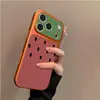 Capa Melancia Color Block Adequada para iPhone 17 Pro Max, Novo Modelo para Apple 16 Pro, Niche 15 Pro, Textura de Couro para 14
