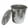 Cubo de basura galvanizado de hierro de 35L con tapa, Contenedor de almacenamiento de basura para exteriores para el hogar con doble asa, Contenedor de almacenamiento de metal