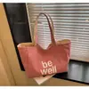 Bolsa Tote Listrada Grande Capacidade Estilo Coreano Comércio Exterior Moda Simples Casual Bolsa de Ombro Simples Bolsa de Lona Estilo Coreano para Mulheres