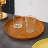 Bandeja Imitación Madera Rectangular de Plástico para Té Plato de Cena Plato de Almacenamiento para Taza de Agua del Hogar Cafetería Plato de Madera para Pan