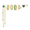 Aretes de Cadena con Borlas de Flores de Moda Transfronteriza Europea y Americana Diseño de Lujo Ligero Juego de Aretes de Zirconia Colorida Aretes para Mujer