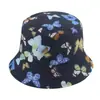 Chapéu de pescador dupla face com estampa de borboleta outono e inverno transfronteiriço feminino primavera e verão estilo coreano chapéu de rede pequeno chapéu de sol proteção solar