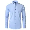Camisa de manga larga para hombre elástica en cuatro direcciones sin planchar talla europea camisa de hombre drapeado formal