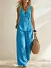 Suministro Exclusivo Transfronterizo 2026 de Ropa de Verano para Mujer Europea y Americana, Conjunto de Chaleco Abotonado, Cárdigan y Pantalones Largos de Color Sólido Casual Estilo Vacacional