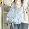 Bolsa de Estudo Multibolsos Novo Modelo Estilo Coreano, Bolsa de Mão Tote, Bolsa de Lona de Grande Capacidade para Alunos do Ensino Médio, Bolsa Transversal