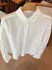 Camisa Blanca Minimalista con Solapa de Manga Larga para Mujer Estilo de Oficina Otoño Temprano Estilo Old Money Top Ropa Interior para Mujer Casual Talla Grande