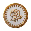 Alfombrilla de té europea simple con estampado en caliente de 10 cm, alfombrilla aislante para mesa de comedor anti-quemaduras para el hogar, posavasos redondo con estampado en caliente, posavasos de té absorbente